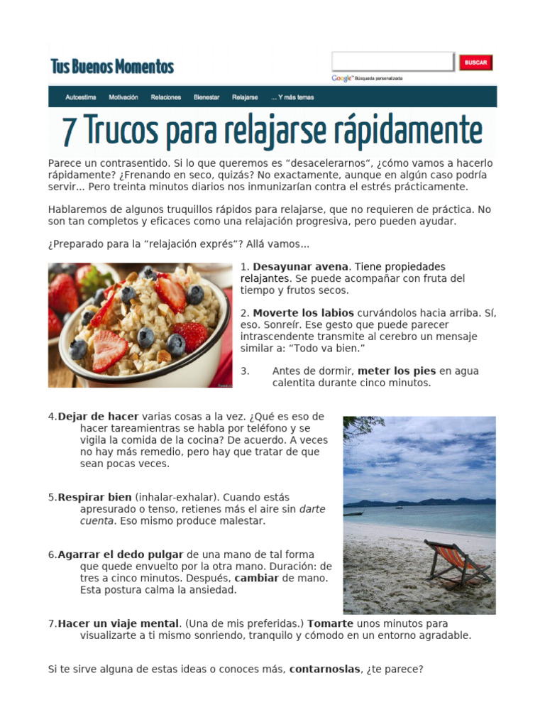 7 Trucos para Relajarse | PDF