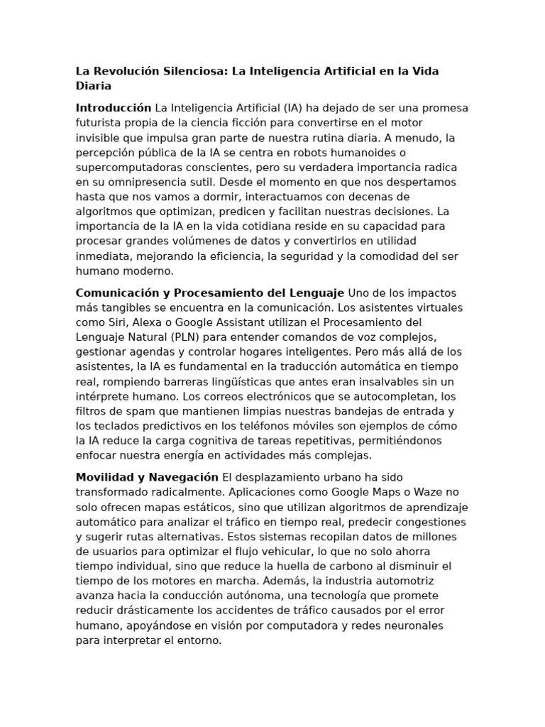 IA en la Vida Diaria: Impacto y Usos | PDF | Inteligencia artificial ...