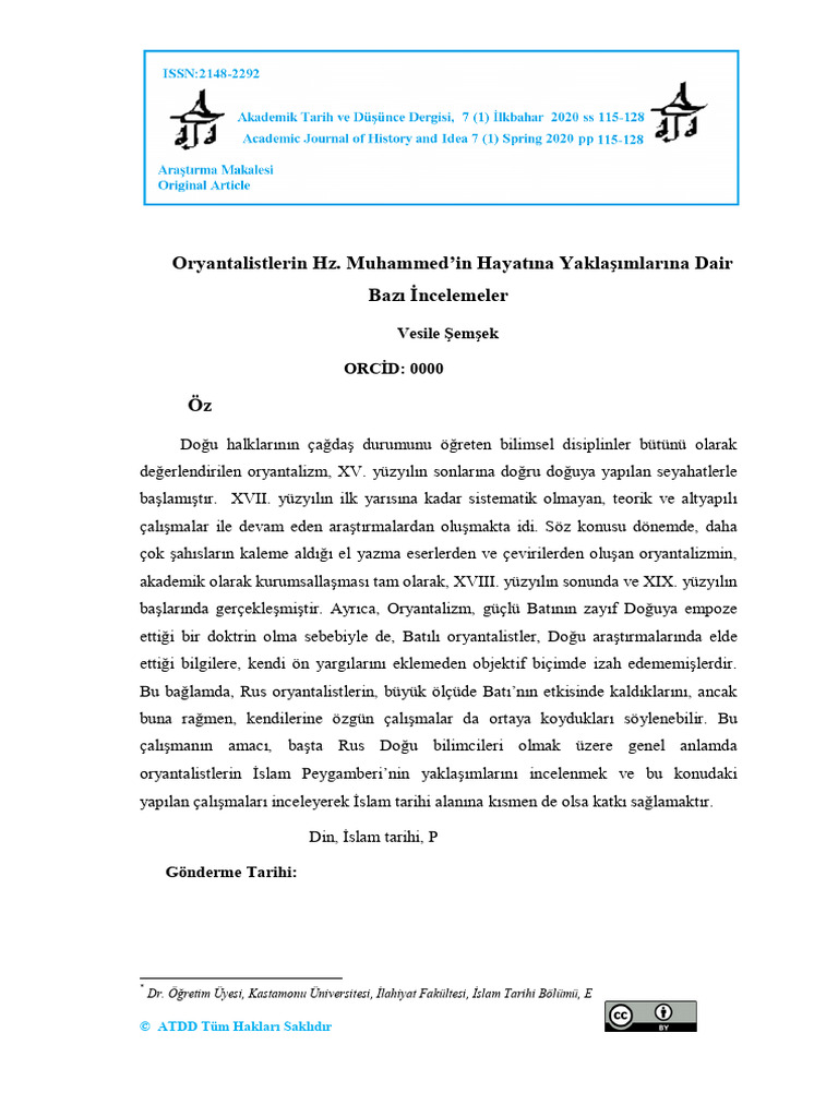 Oryantalistlerin Hz. Muhammed in Hayat Na Yakla Mlar Na Dair Baz ...