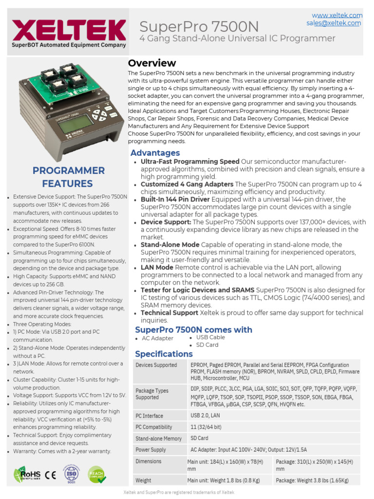 SuperPro 7500N Programmer Features | PDF | Flash Memory | Integrated ...