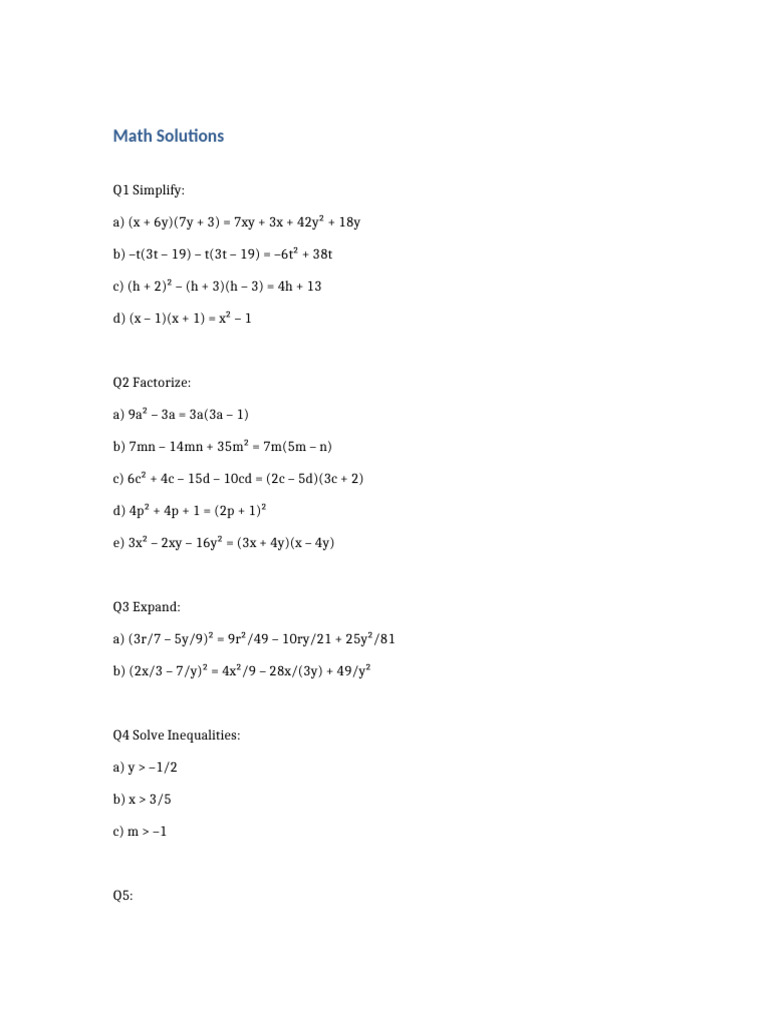 Math Solutions | PDF
