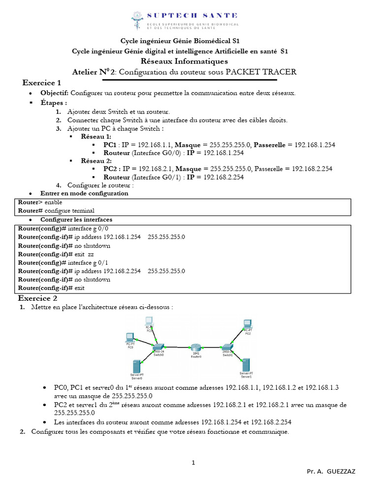 Configuration de routeur avec Packet Tracer | PDF