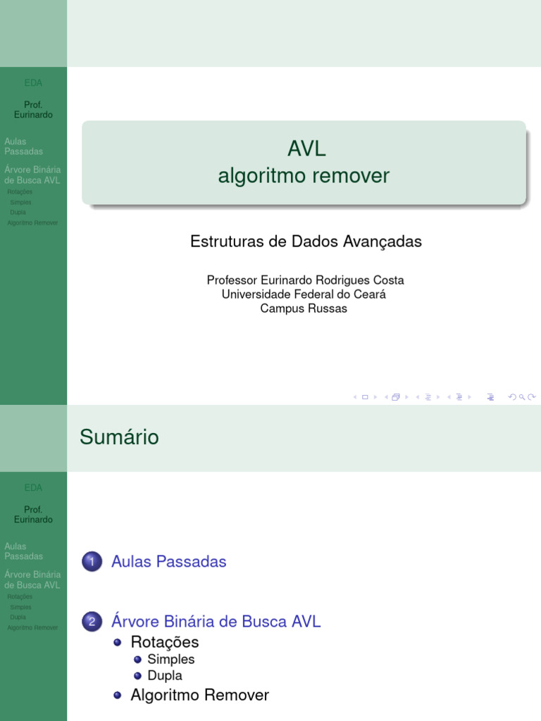 Árvore AVL - remover | PDF | Algoritmos e estruturas de dados