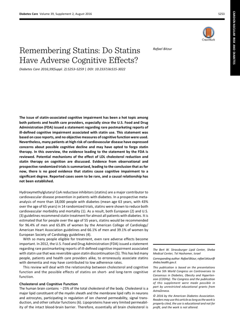 Statins and Cognitive Effects: A Review | PDF