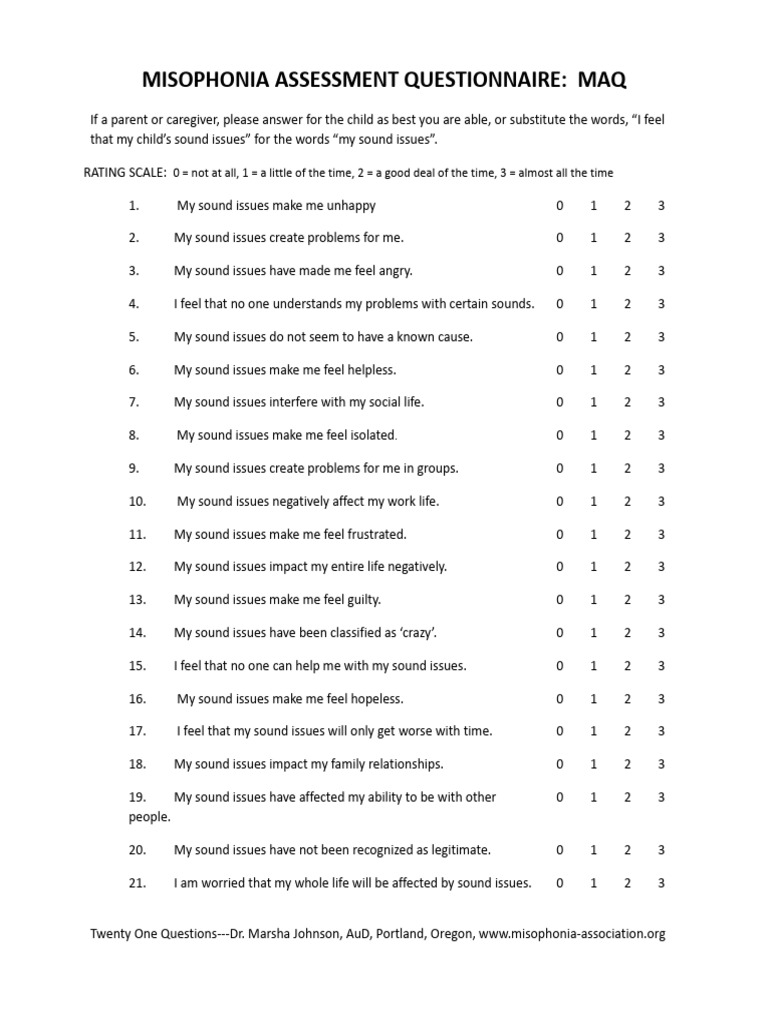 Misophonia Assessment Questionnaire MAQ | PDF | Chess Theory | Chess