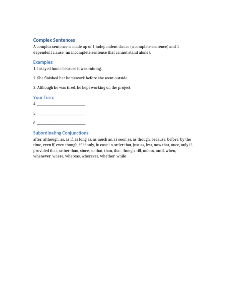 Understanding Complex Sentences | PDF