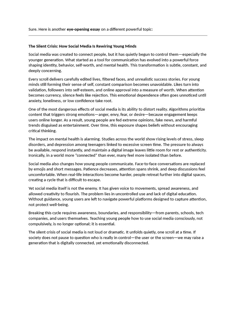 The Silent Crisis How Social Media Is Rewiring Young Minds | PDF ...