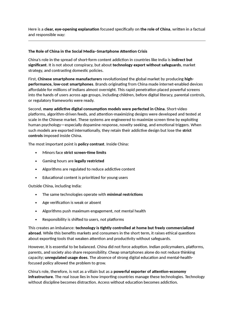 The Role of China in The Social Media-Smartphone Attention Crisis | PDF ...