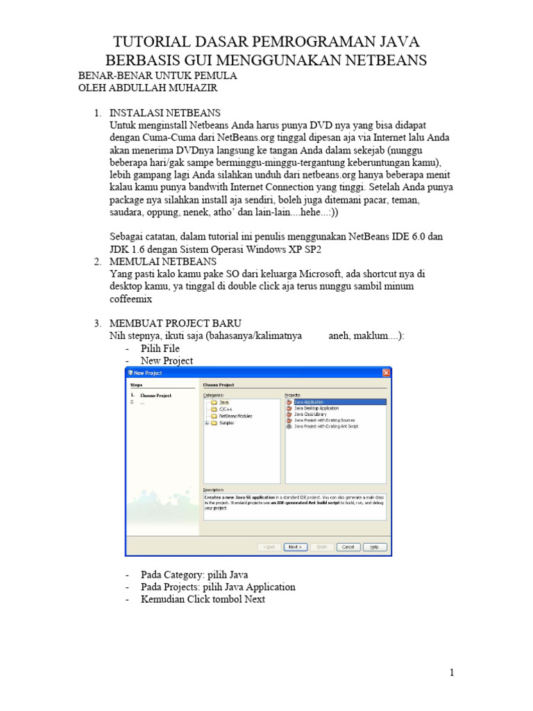 Tutorial Pemrograman Java GUI untuk Pemula | PDF