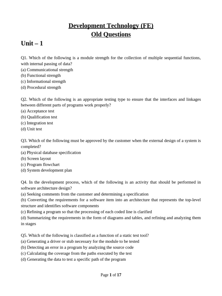 Software Development Testing Questions | PDF | Software Testing ...