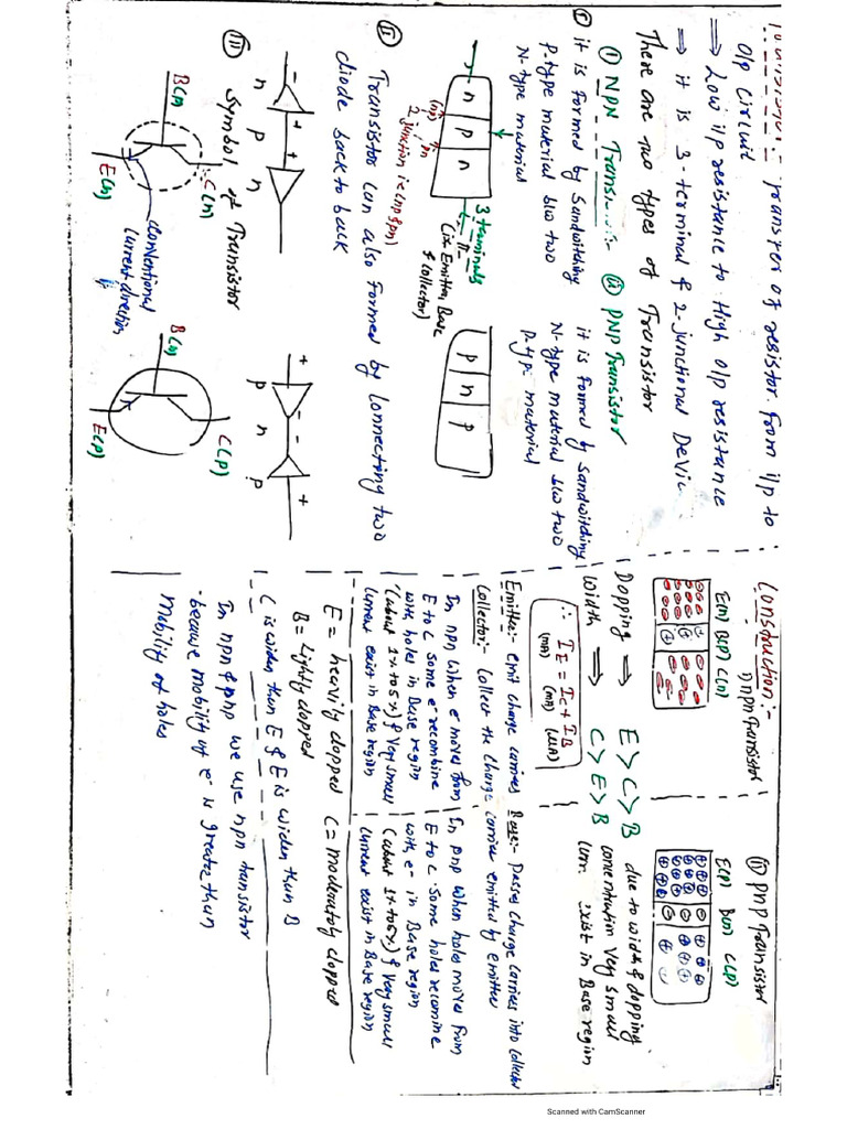 Semiconductor (Transistor) Notes | PDF
