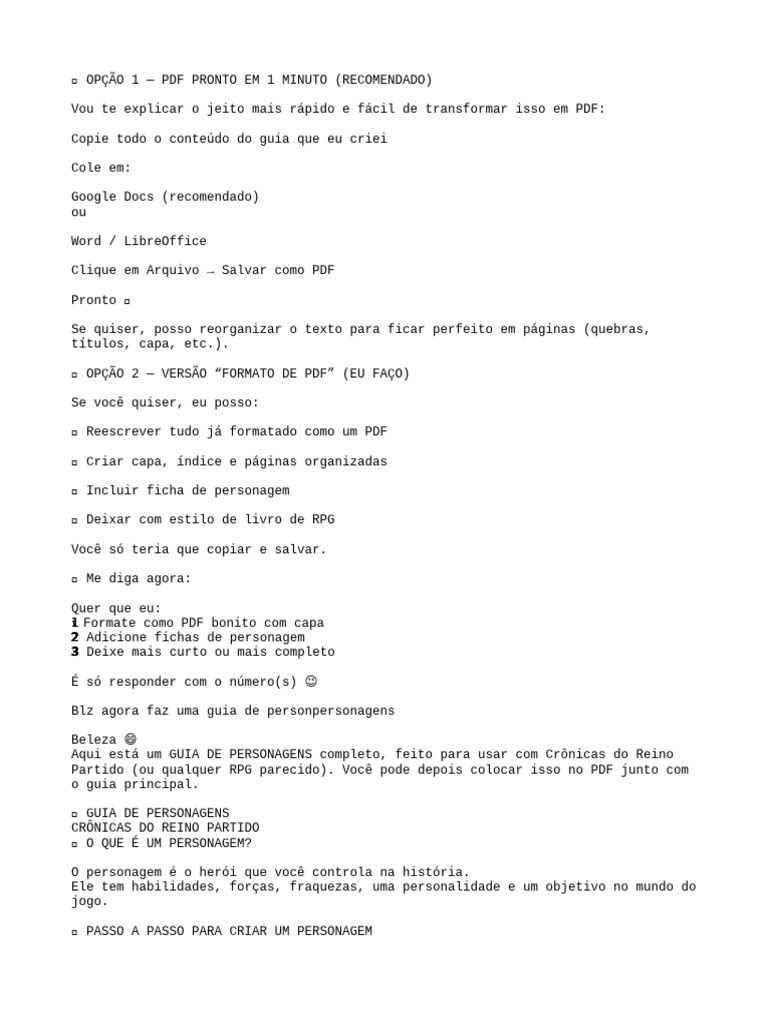 Guia Rápido para Criar Personagens RPG | PDF | Jogos de RPG