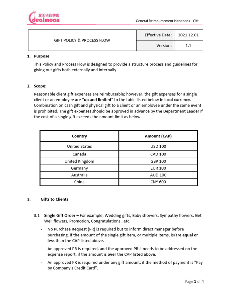 Gift Reimbursement Policy Guide | PDF | Gift | Credit Card