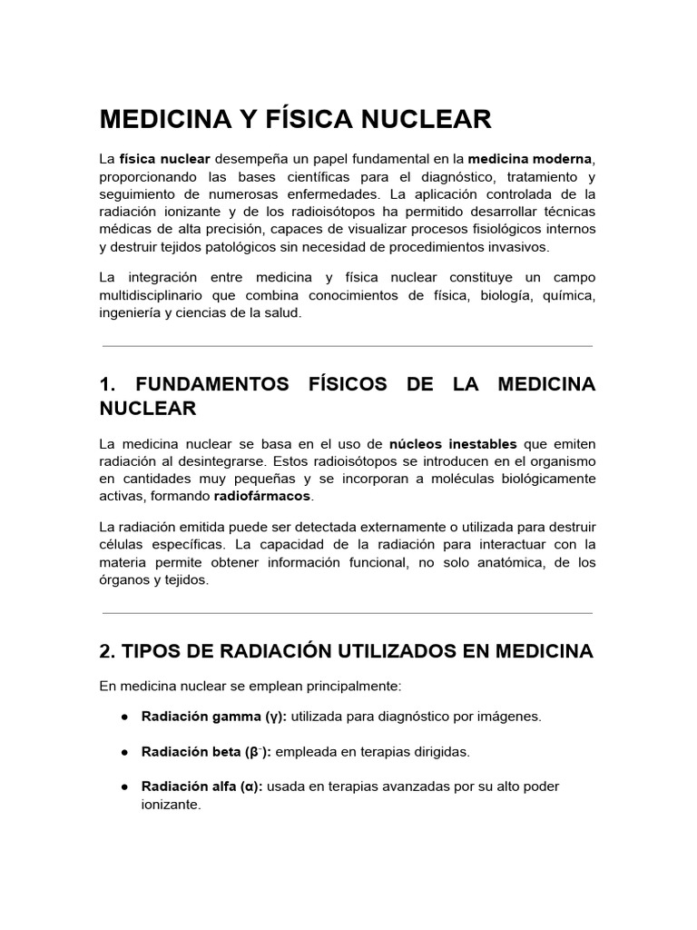 Medicina Y F sica Nuclear PDF Imagenes Medicas Formas De Energia