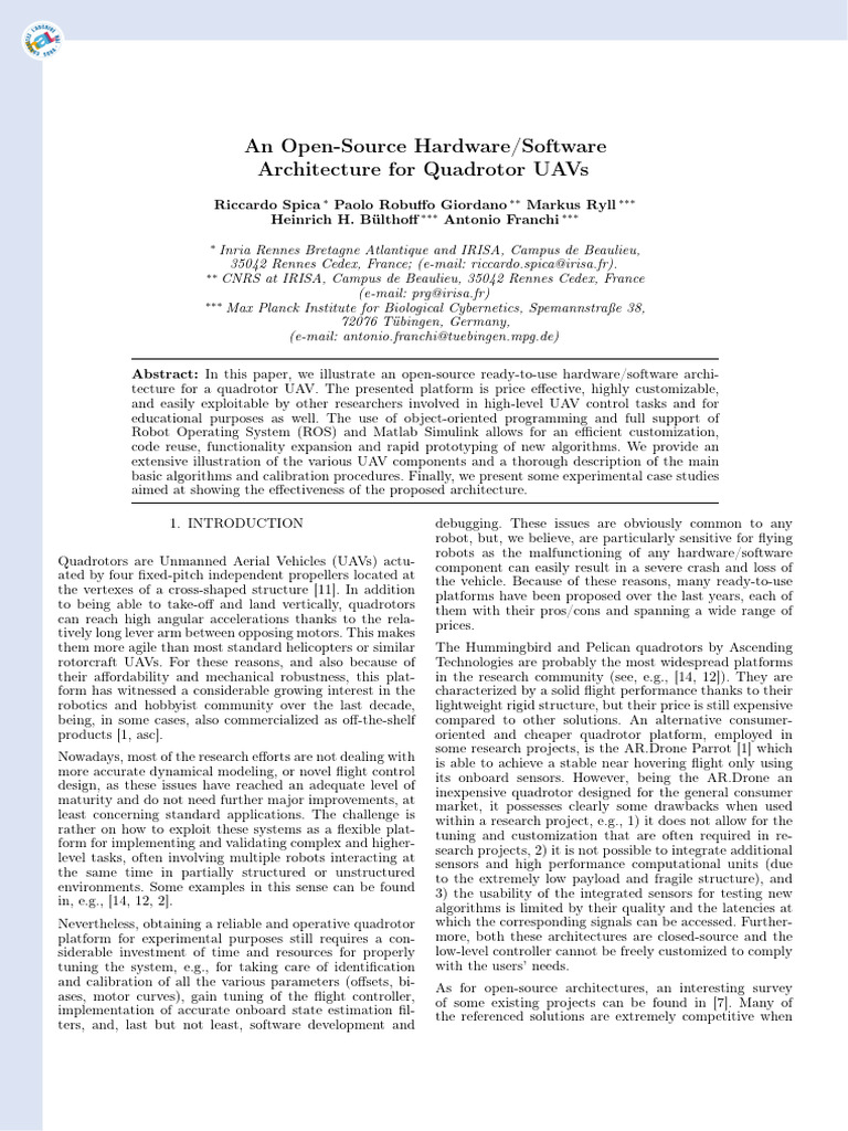Open-Source Quadrotor UAV Architecture | PDF | Force | Unmanned Aerial ...