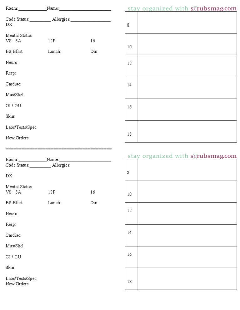 Nurse Brain Sheet Half Size | PDF | Wellness