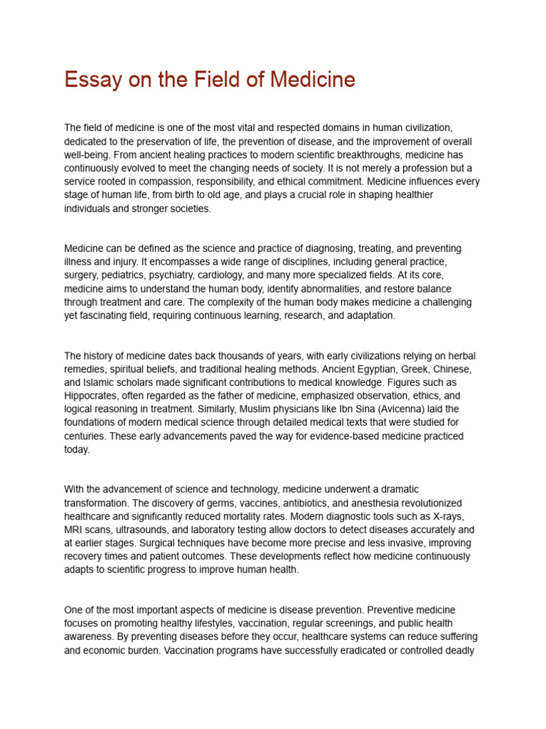 Overview of the Medicine Field | PDF | Medicine | Health Care