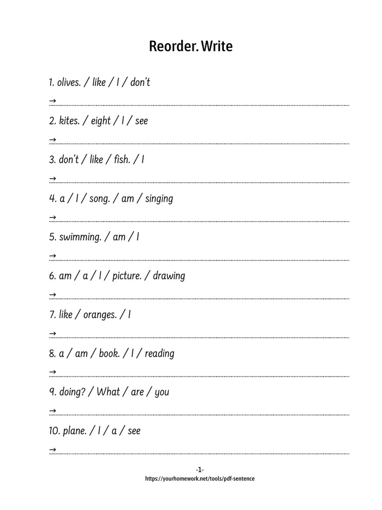 Sentence Reordering Exercises | PDF