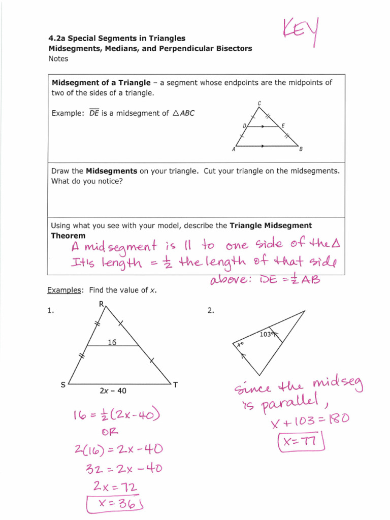 4.2 Notes KEY Special Segments in Triangles | PDF