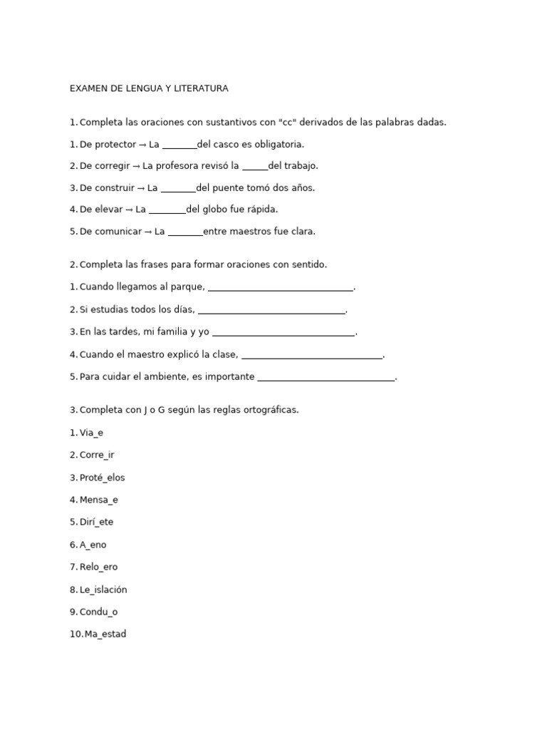 Ejercicio de Lengua y Literatura | PDF