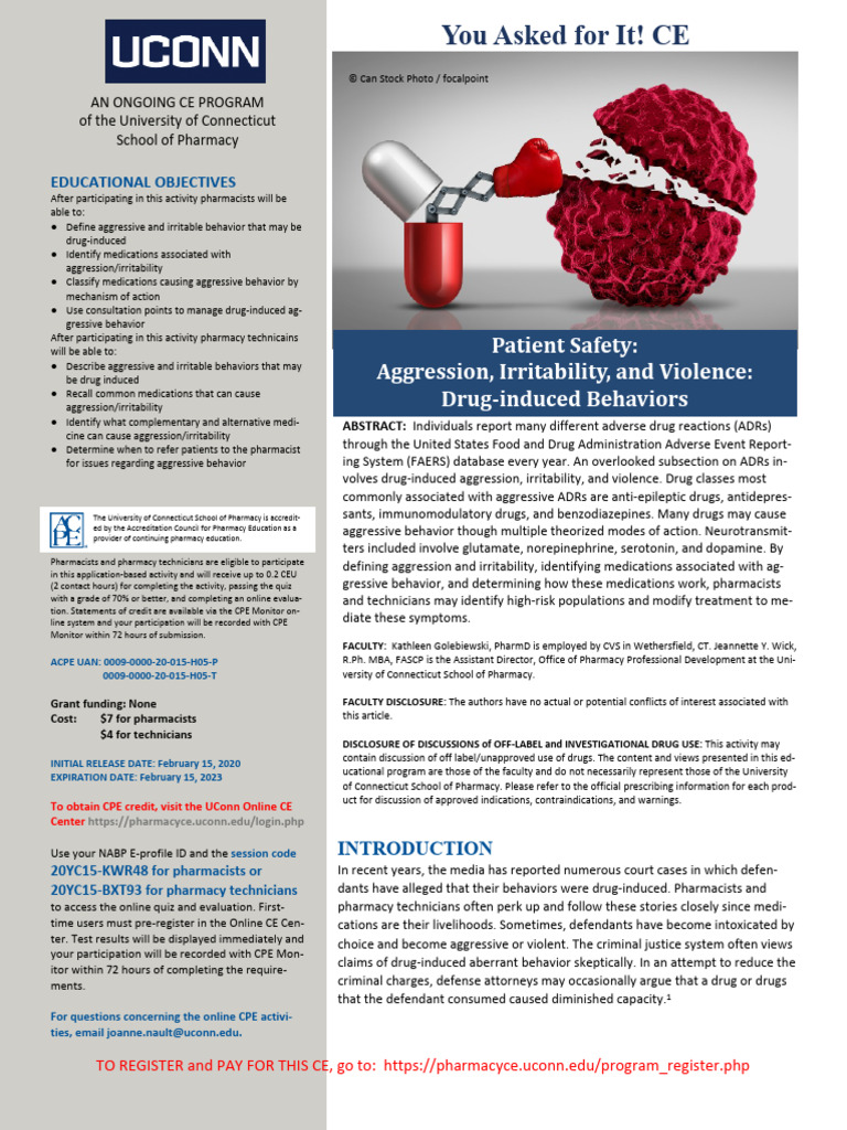 Drug-Induced Aggression in Patients | PDF | Selective Serotonin ...