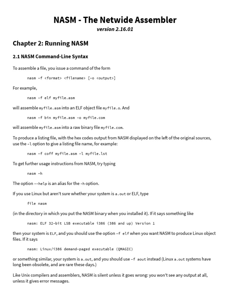 NASM - The Netwide Assembler | PDF | System Software | Computer Programming