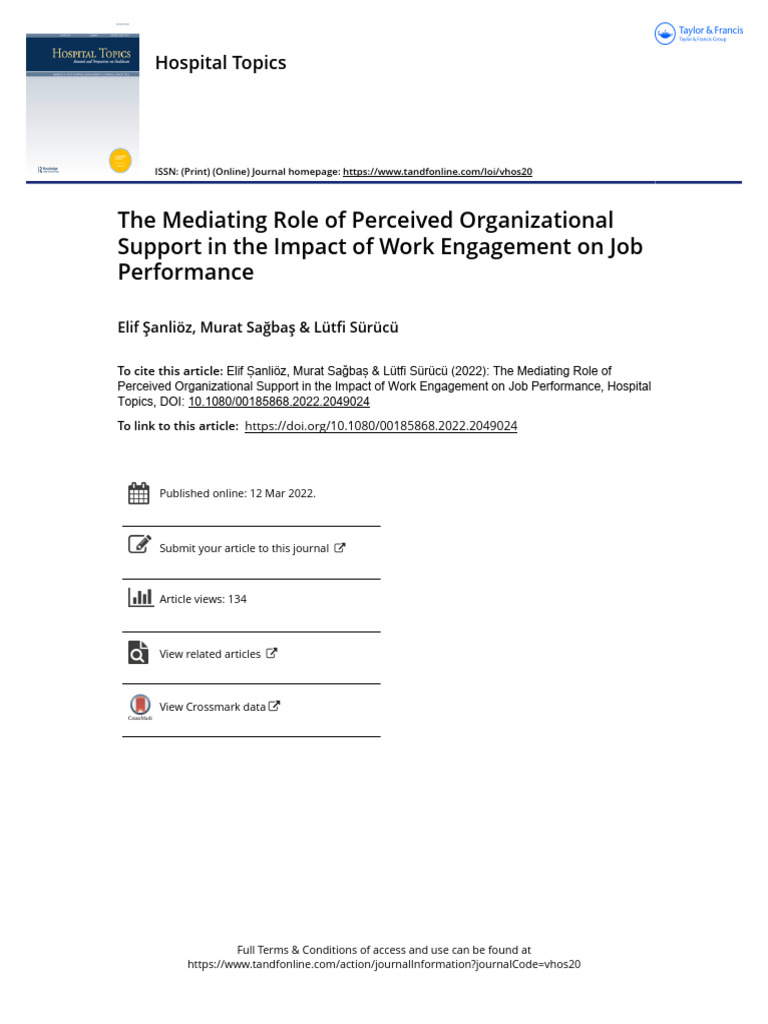 Work Engagement and Job Performance in Healthcare | PDF | Employment ...
