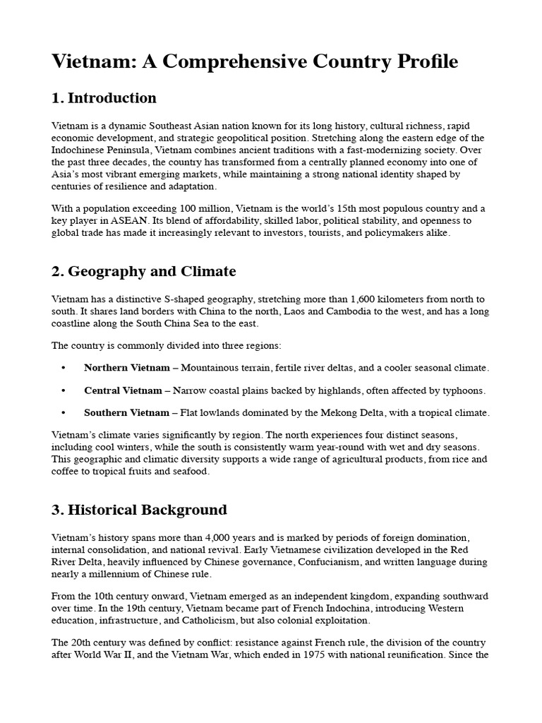 Vietnam - A Comprehensive Country Profile | PDF | Vietnam | China
