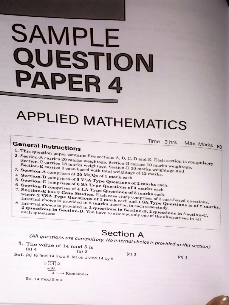 Applied Mathematics Sample Question Paper | PDF | Depreciation ...