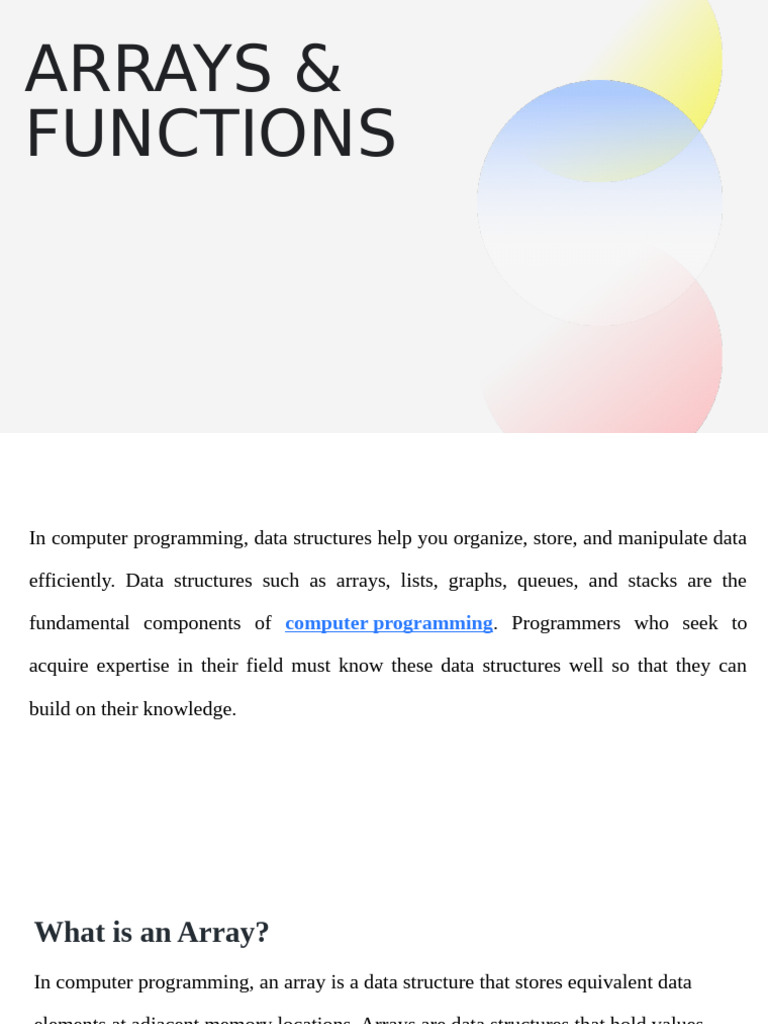 Understanding Arrays in Programming | PDF | Parameter (Computer ...