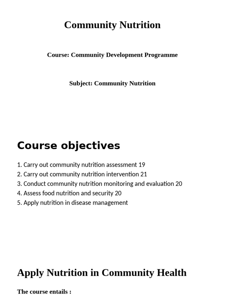 Community Nutrition Course Overview | PDF | Malnutrition | Nutrition