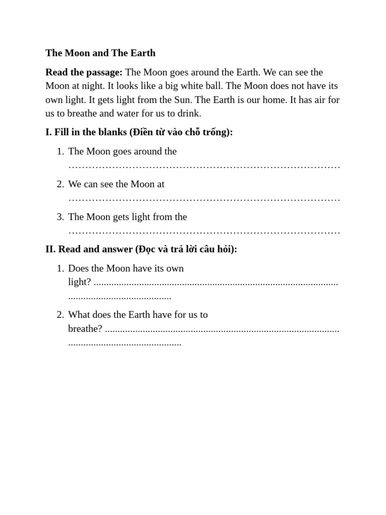 The Moon and The Earth | PDF