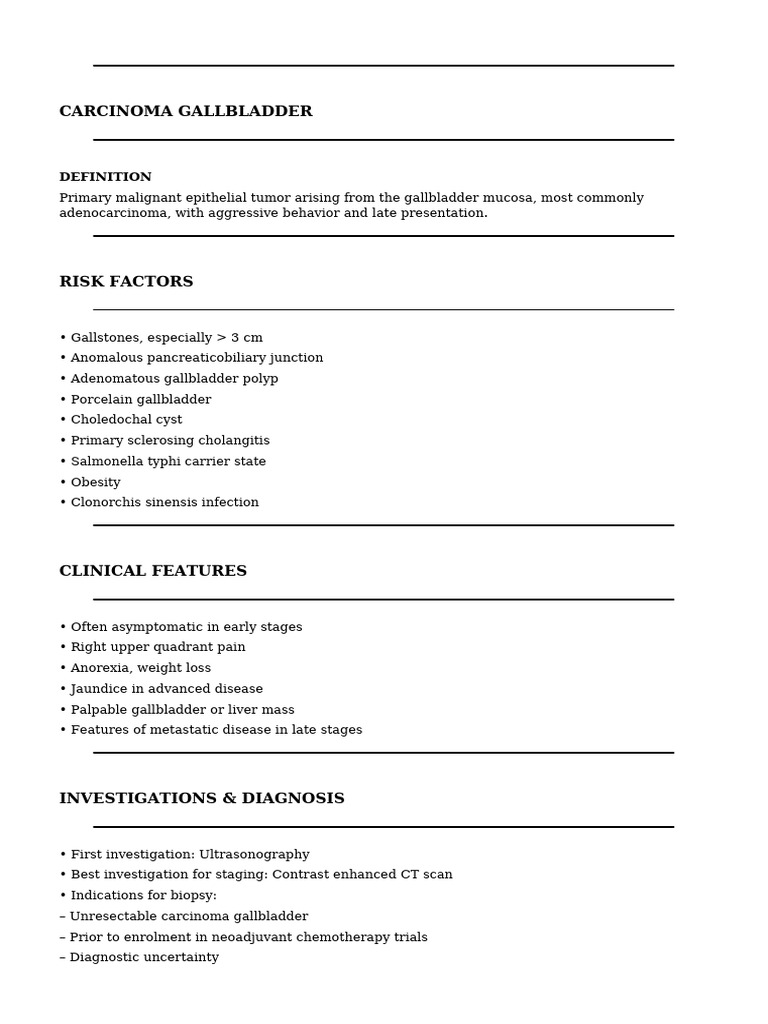 Carcinoma Gallbladder Cholangiocarcinoma MBBS Notes | PDF | Gallbladder ...