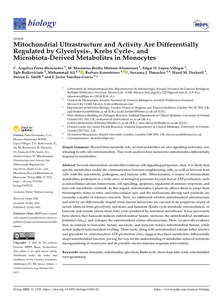Mitochondrial Regulation by Metabolites in Monocytes | PDF | Macrophage ...