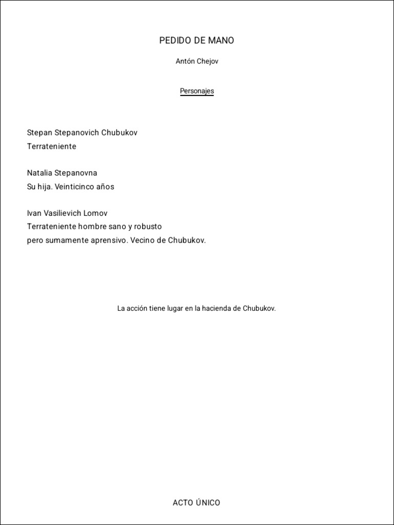Chejov-El Pedido de Mano | PDF