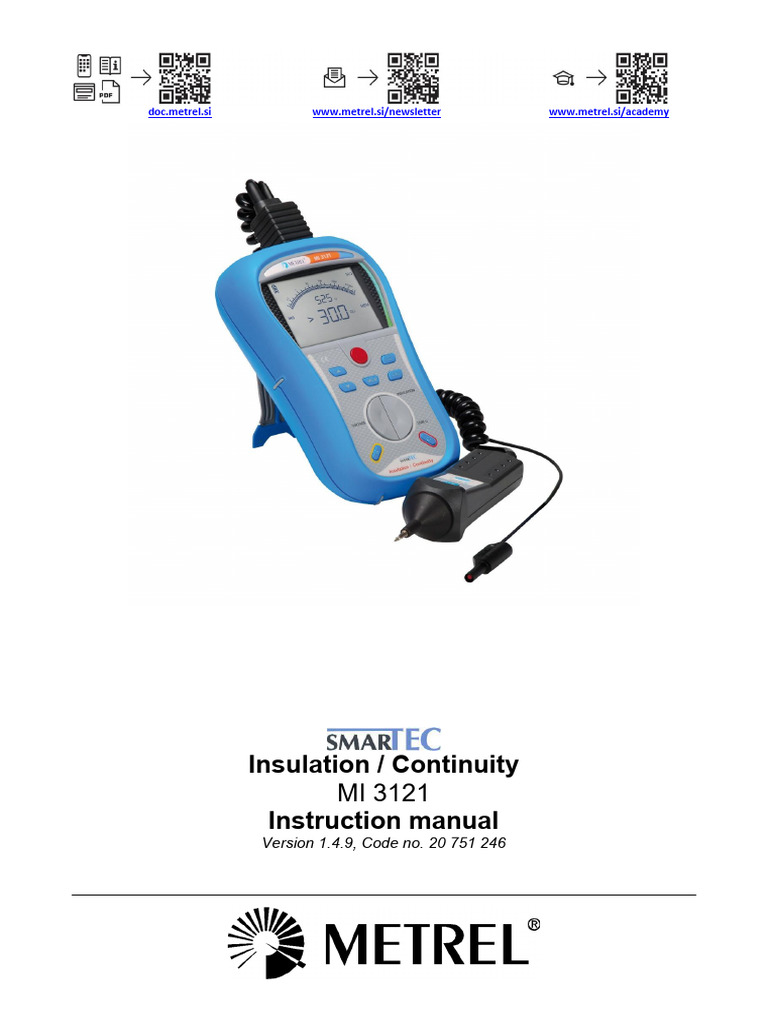 MI 3121 Insulation Tester Manual | PDF | Battery Charger | Rechargeable ...