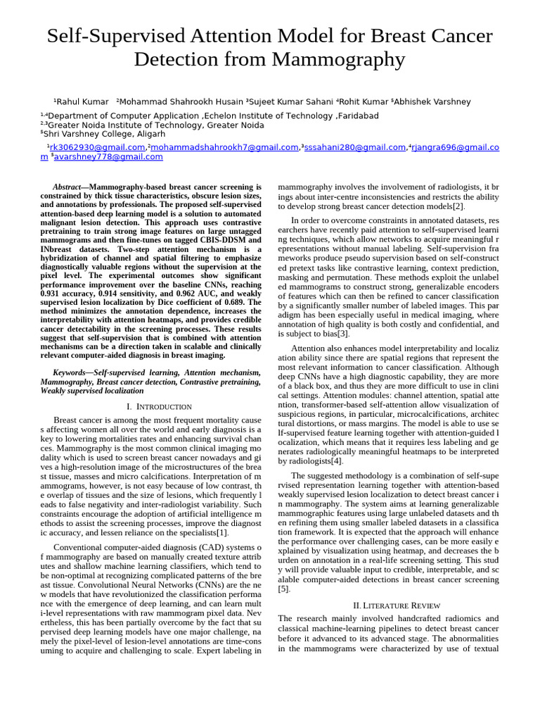Rahul Sir Cancr Paper - Sujeet Sahani | PDF | Mammography | Receiver ...