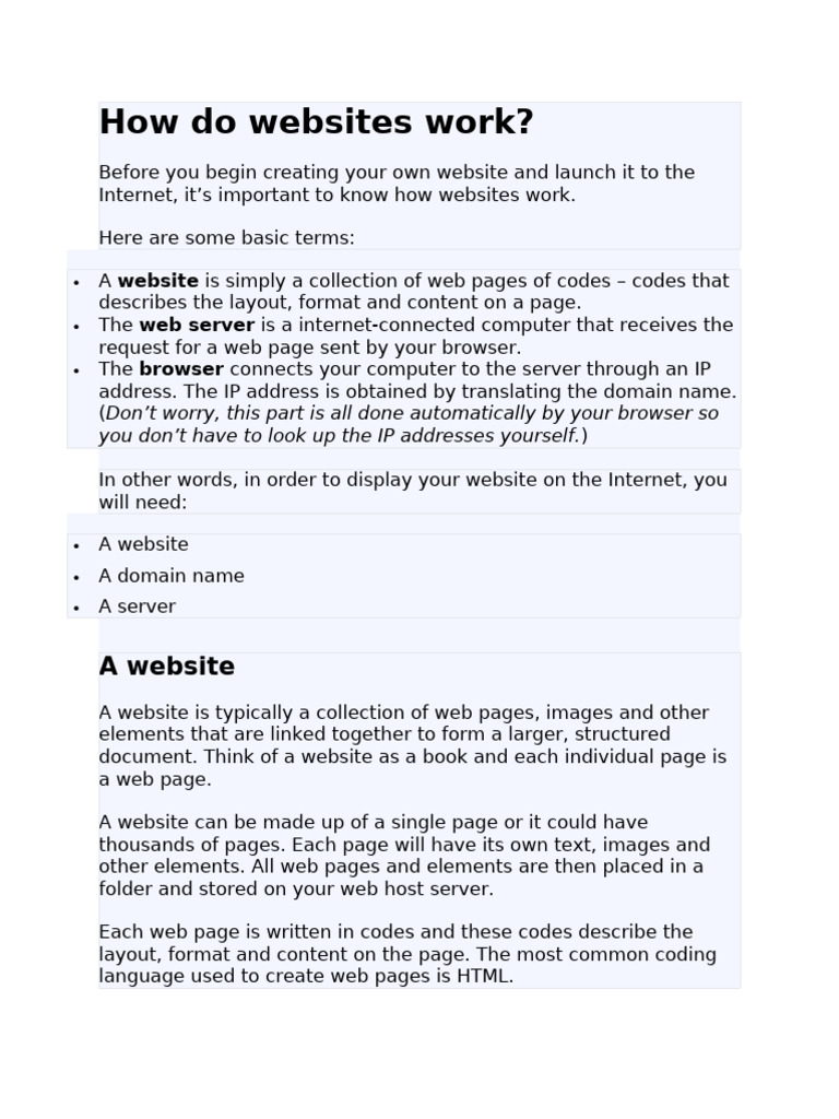 Understanding How Websites Function | PDF | World Wide Web | Internet & Web