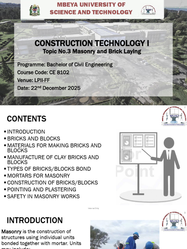 Topic 3-CE 8102 Construction Technology I | PDF | Brick | Masonry