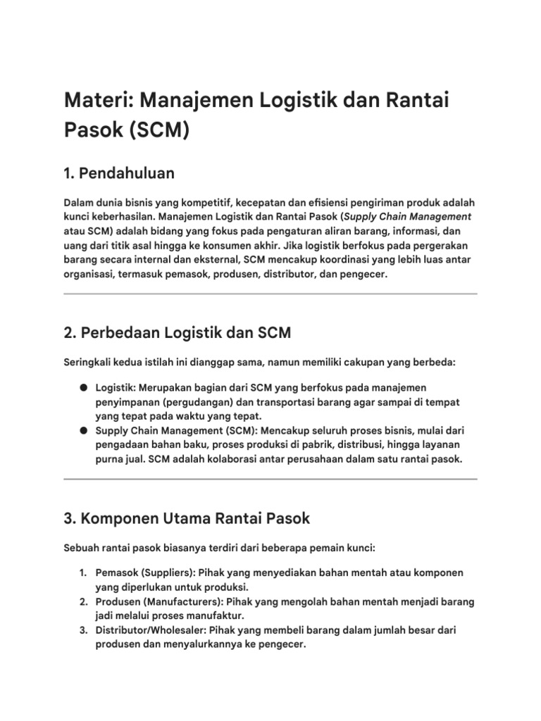 Manajemen Logistik dan SCM Efisien | PDF