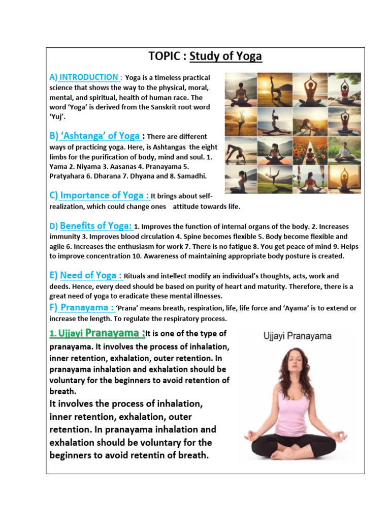 P.e.project 12 STD 1) STUDY of YOGA | PDF | Meditation | Āstika