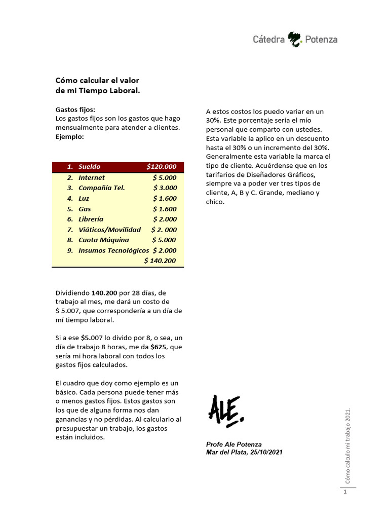 Calcular el Valor de tu Tiempo Laboral | PDF