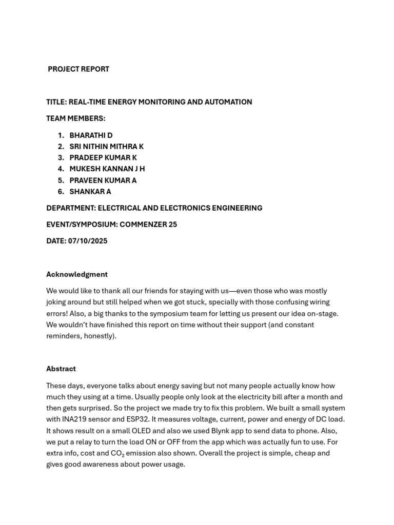 commenzer 25 project report | PDF | Relay | Electric Current