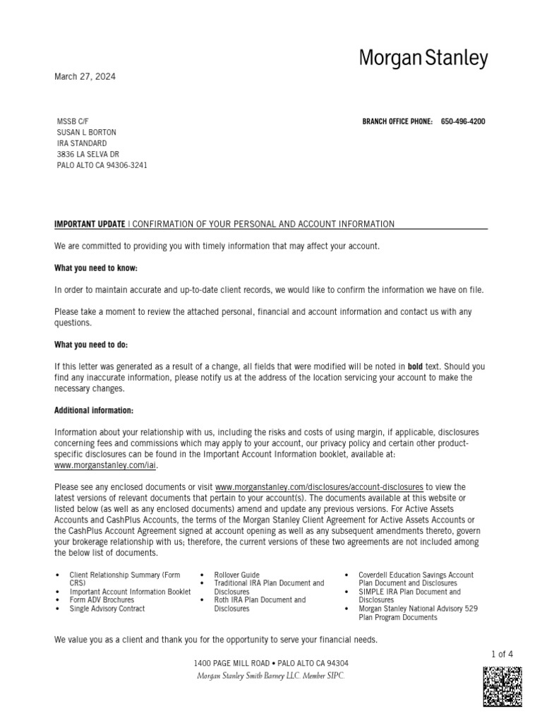 Account Information Confirmation Notice | PDF | Investing | Risk