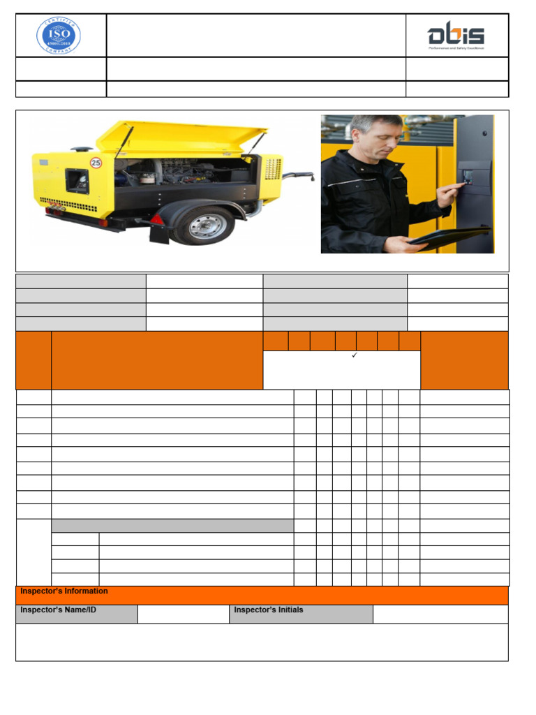 Air Compressor Inspection Checklist | PDF