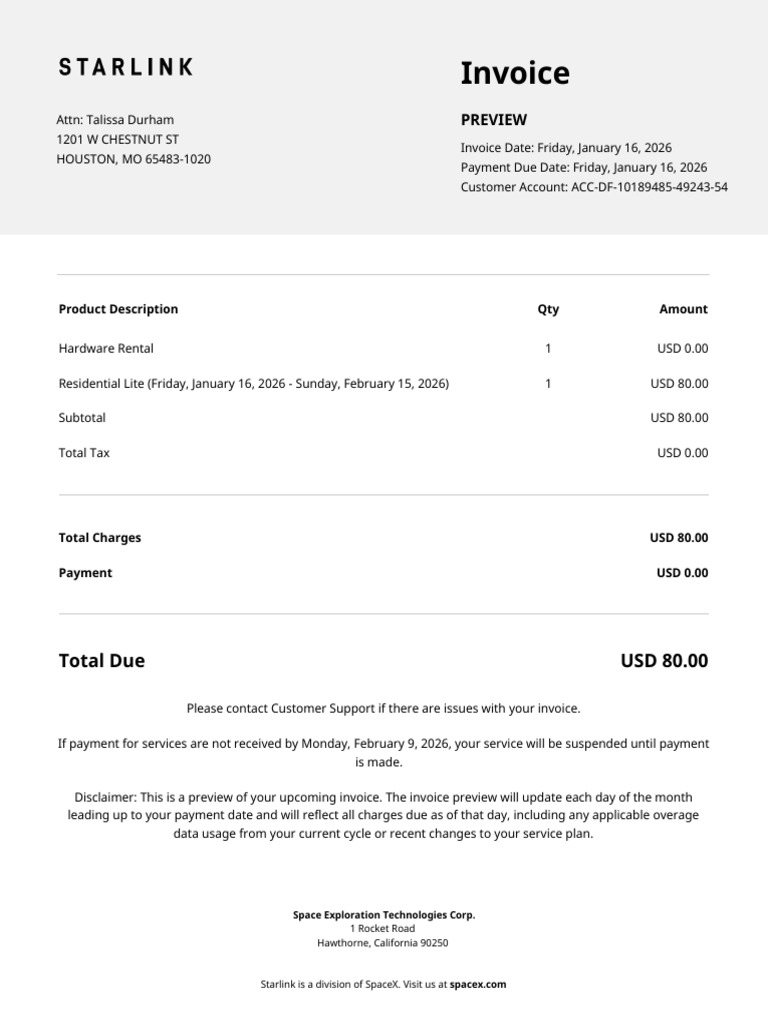 INV-PREVIEW-ACC-DF-10189485-49243-54 | PDF | Space X | Invoice