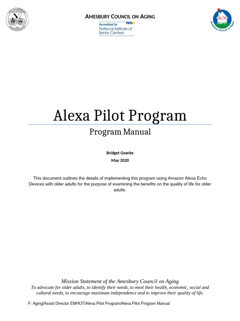 Alexa Program for Seniors' Well-Being | PDF | Amazon Echo | Mobile App