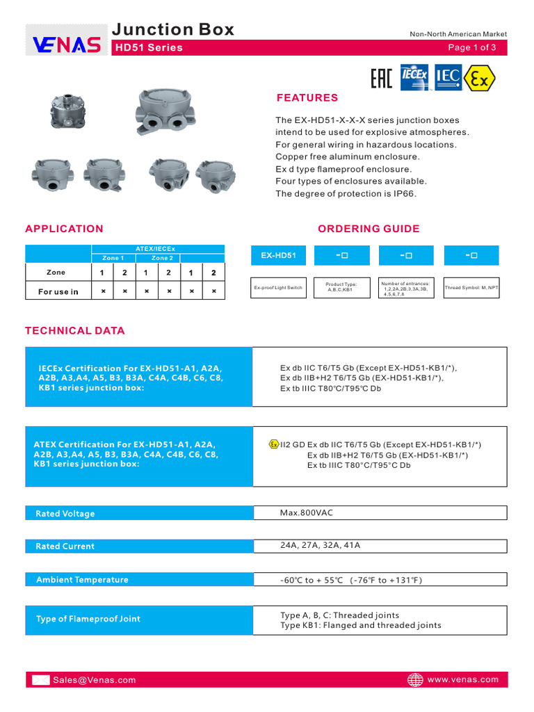 HD51 Series Junction Box Specifications | PDF | Electric Power ...