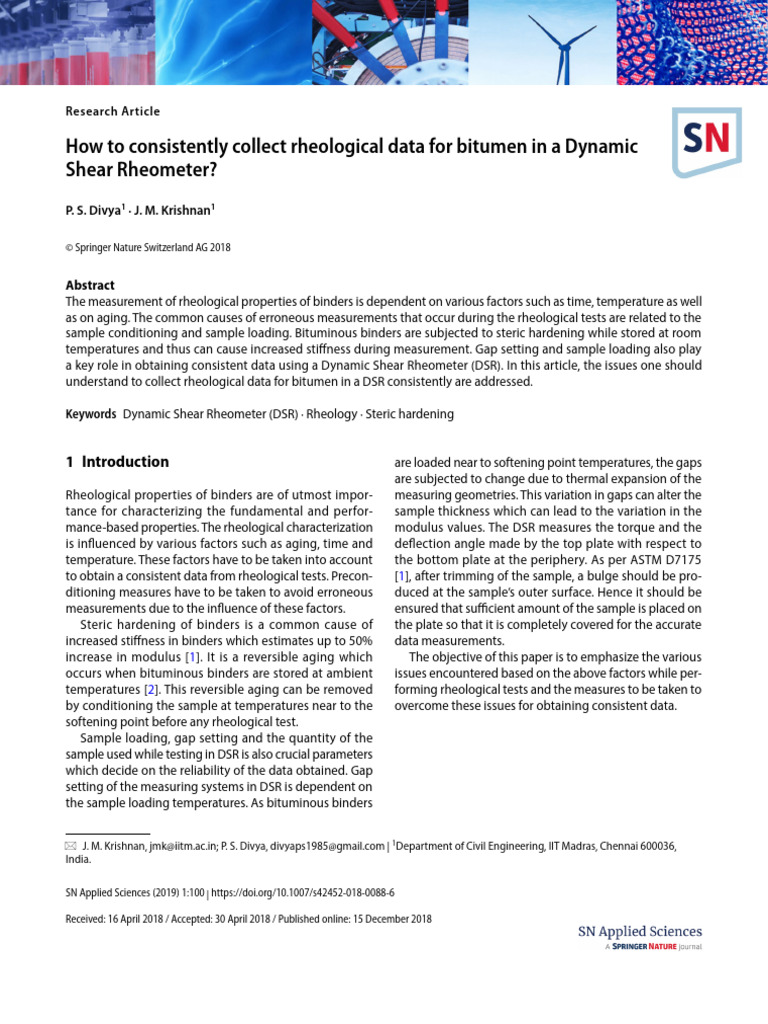 How to Consistently Collect Rheological Data for Bitumen in a Dynamic ...