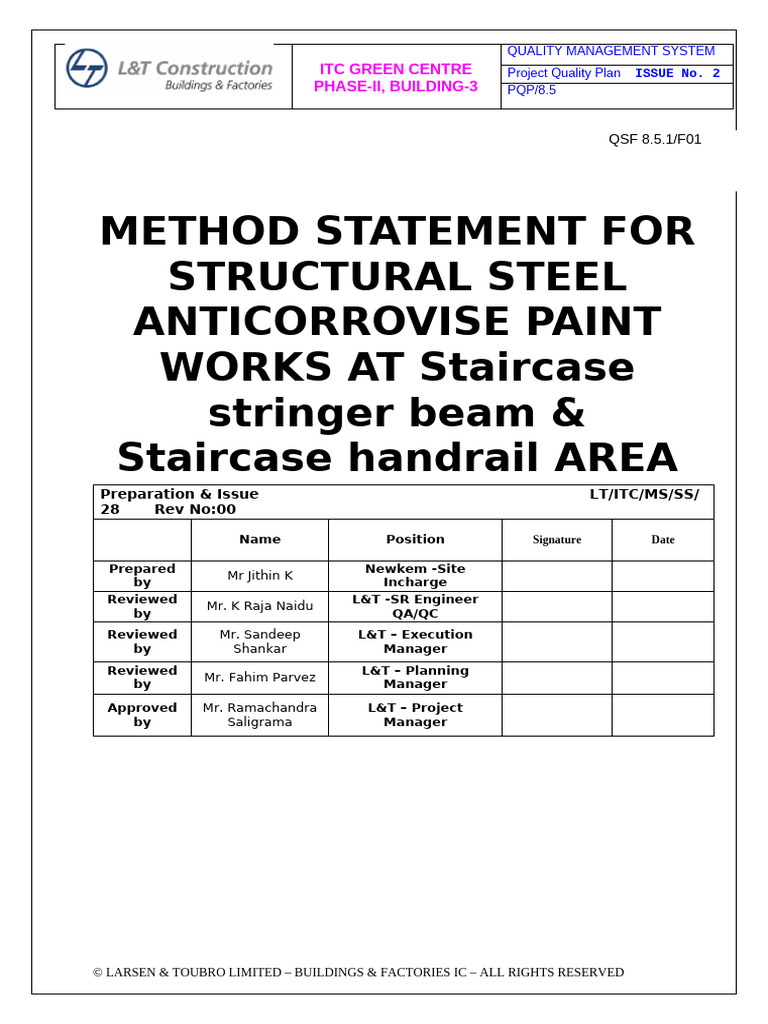 Method Statement for Steel Painting Works | PDF | Paint | Personal ...